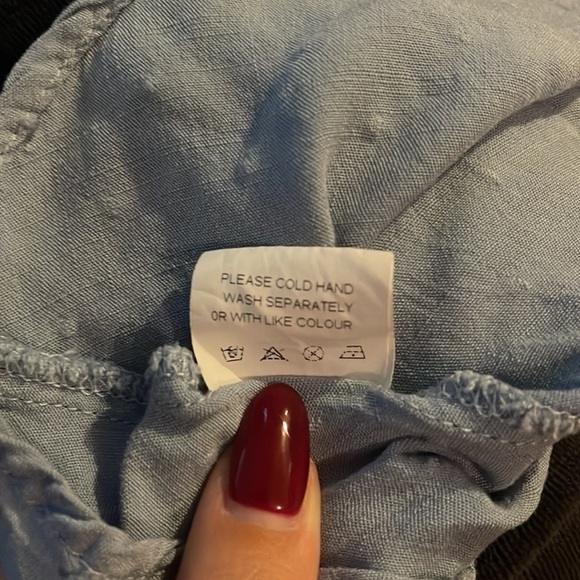 O.VIANCA blue off the shoulder ruffle bandage waist romper w/ dotted detailing‎ - Picture 12 of 12